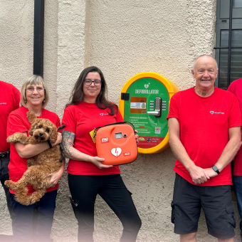 In partnership with Yorkshire Ambulance Service, we celebrated handing over our first defib.